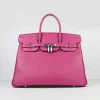 Hermes Birkin 35Cm Togo Leather Handbags Peach Silver